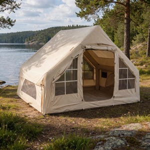 Inflatable Camping Tent Automatic Setup Waterproof Family Tent Large Outdoor Air Tent Portable Glamping Shelter Sun Rain Protection