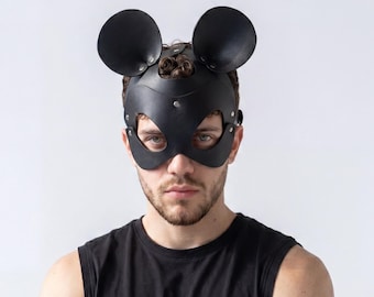 Mouse Style Costume Mask | Faux Leather Cosplay Headgear | Statement Headpiece