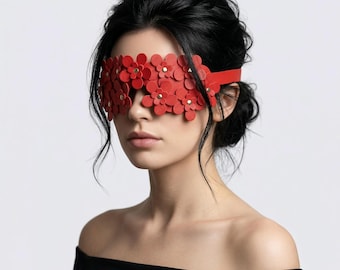 Floral Eye Mask | Faux Leather Blindfold Mask | Cosplay Eye Cover