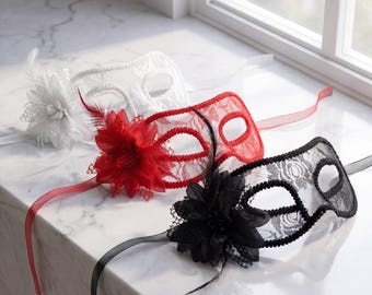 Lace Masquerade Mask | Floral Eye Mask | Venetian Style Party Mask | Costume Face Accessory