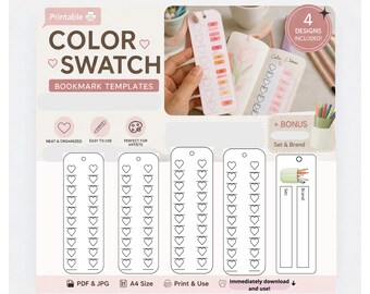Printable Paint Color Swatch Cards | Artist Template (instant Download ...