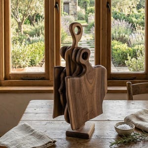 Handmade Oak Cutting Board Set with Stand