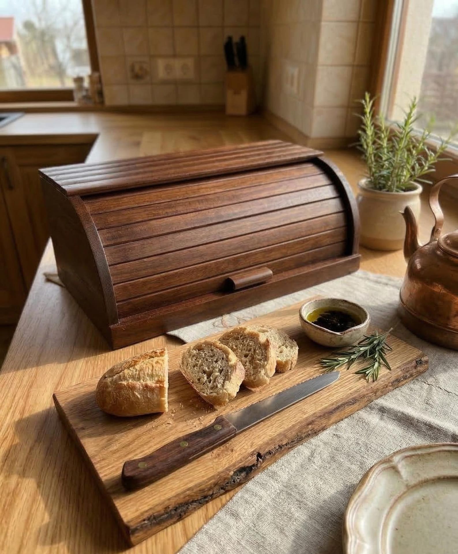 Handmade Beech Wood Bread Box