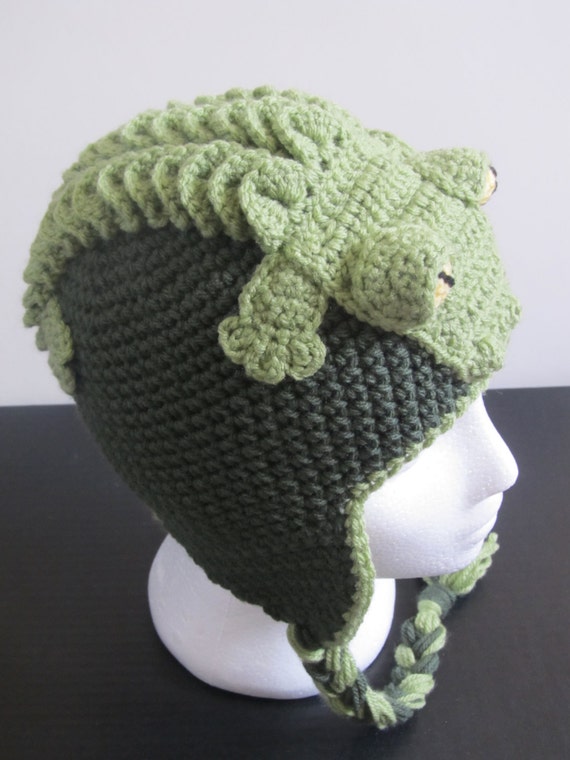 Crocodile Hat, Toddler, Child, Teen, Adult, Alligator, Scales, Crochet