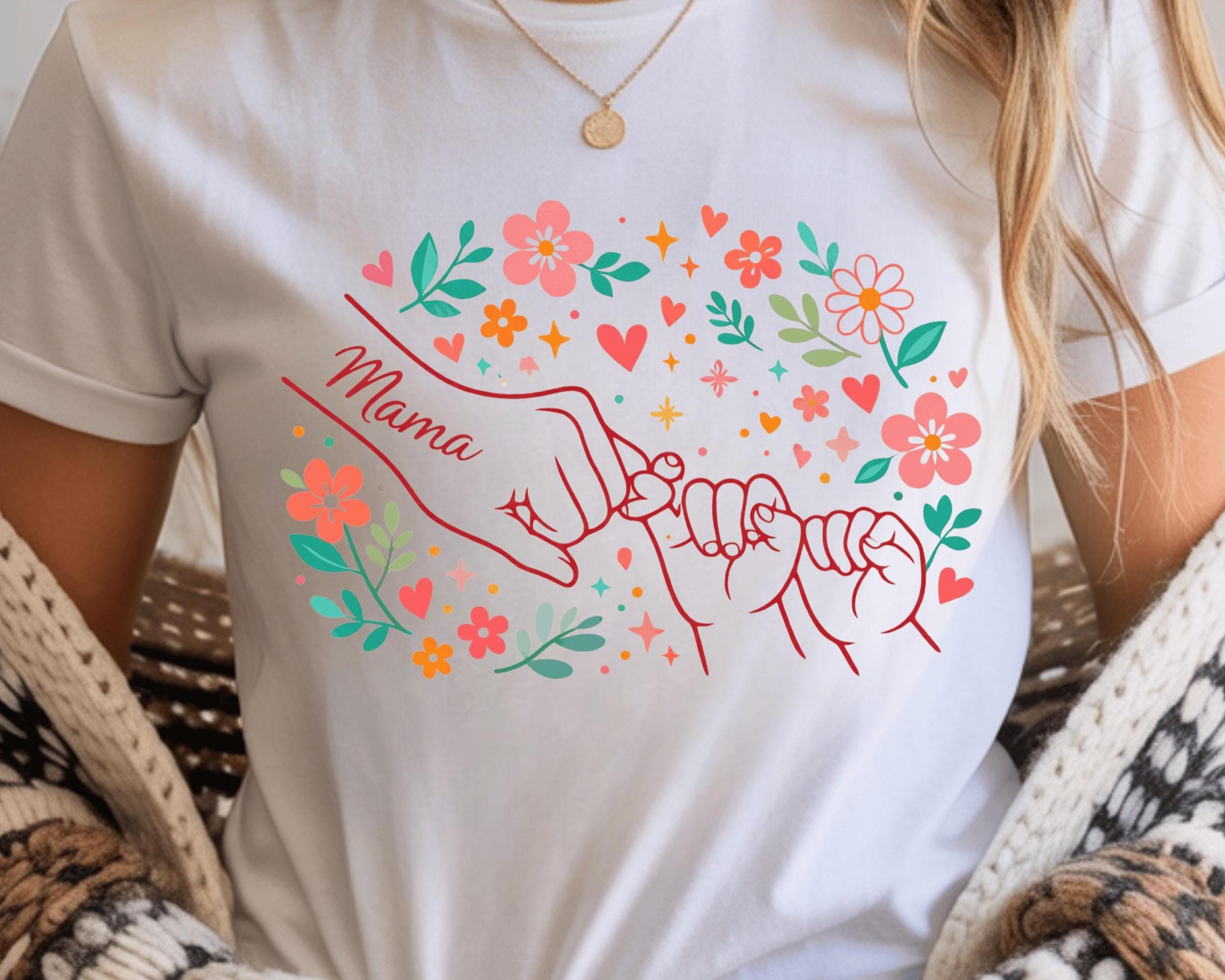 Mama Pinky Promise PNG | Mother & Kids Floral Hand Design | Family Love ...