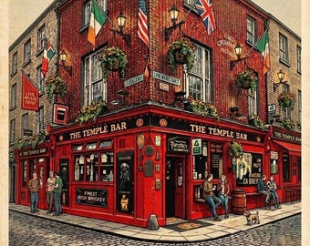 Vintage Dublin Temple Bar Pub Art Print
