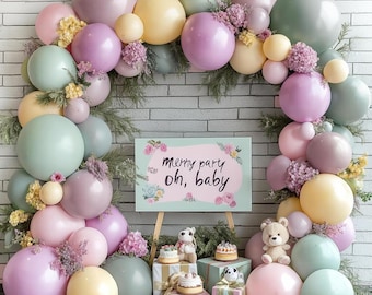 Dusty Green Pink Purple Yellow Balloon arch kit,Double Stuffed Haze Purple Mauve Pink Ivory Sage Green Lilac Light Yellow Balloons Garland