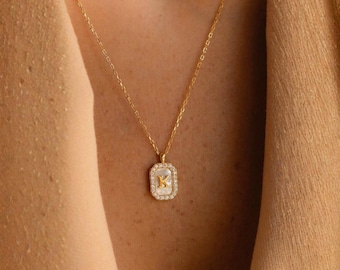 Gold Initial Necklace, Personalized Letter Pendant, Minimalist Jewelry, Everyday Wear