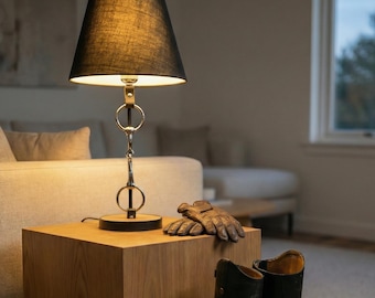 Snaffle Bit Table Lamp Horse Gift - Available in Black or Brown Leather