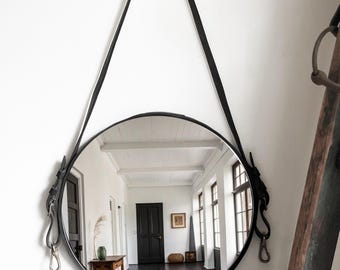 16" Rustic Brass Clip Strap Mirror