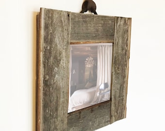 22" Barn Wood Mirror with Rustic Iron Farm Hook