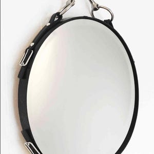 24" Equestrian Leather Mirror with Snaffle Bit - Horse Decor immagine 2