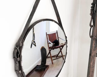 16" Rustic Harness Strap Mirror