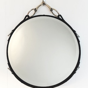 18 Equestrian Leather Mirror with Snaffle Bit, Free Shipping Black, Brown or Mahogany Buffalo Leather Horse Gift horse decor Décor image 2