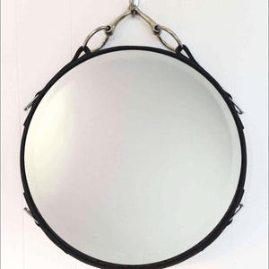 24" Equestrian Leather Mirror with Snaffle Bit - Horse Decor immagine 3
