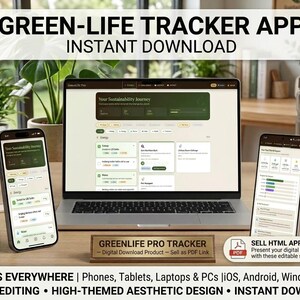 GreenLife Pro | Interactive Household Sustainability Tracker | Instant Access | Eco Habit Tracker | Green Living Tool