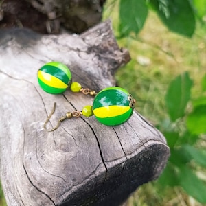 SALE 50% off Wooden beads Earrings Green Wooden Earrings Boho style Earrings Rustic Earrings Colorful jewelry Boho