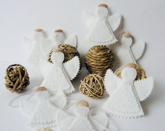 Set of 6 Christmas felt angel decoration Felt angel decoration White angel Christmas decoration MADE TO ORDER