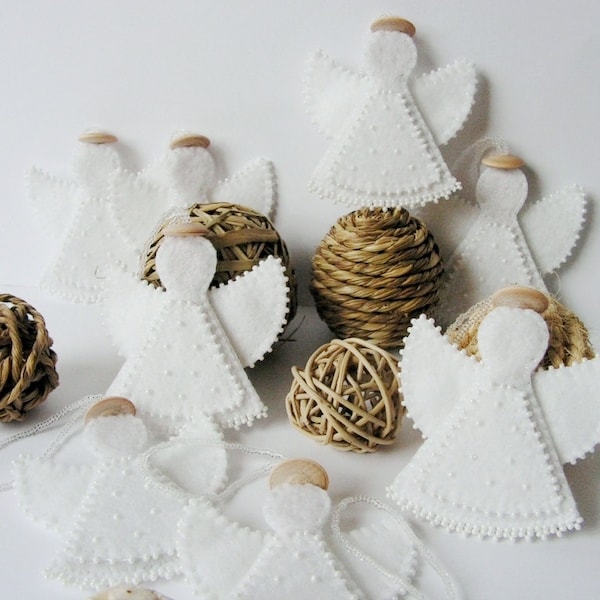 Set of 6 Christmas felt angel decoration Felt angel decoration White angel Christmas decoration MADE TO ORDER