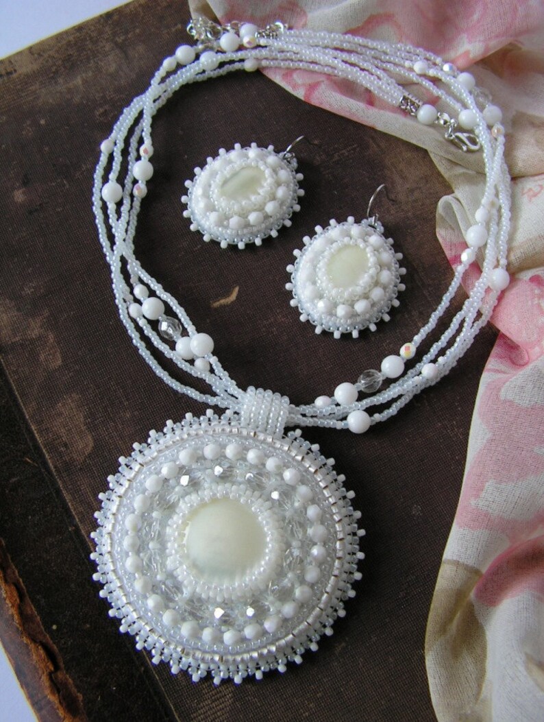 White earrings bead embroidery earrings white dangle earrings  etsy White earrings bead embroidery earrings white dangle earrings  etsy