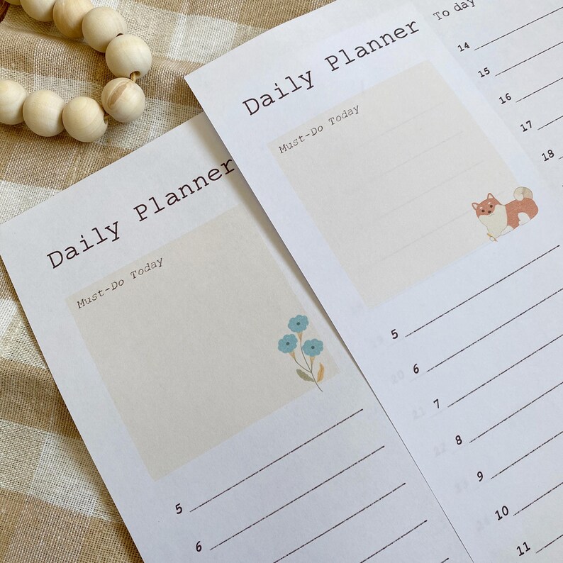 2 Types Printable Daily Planner Schedule (PDF) [hand-drawn Design] - Etsy