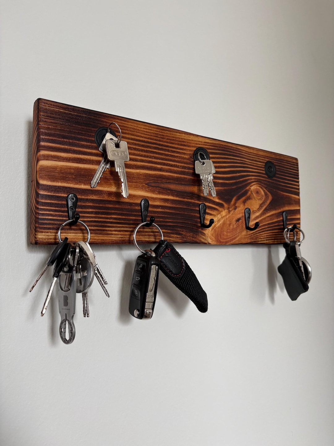 Solid Wood Key Rack With Magnets and Hooks, Spruce/fir, Colors: Copper ...