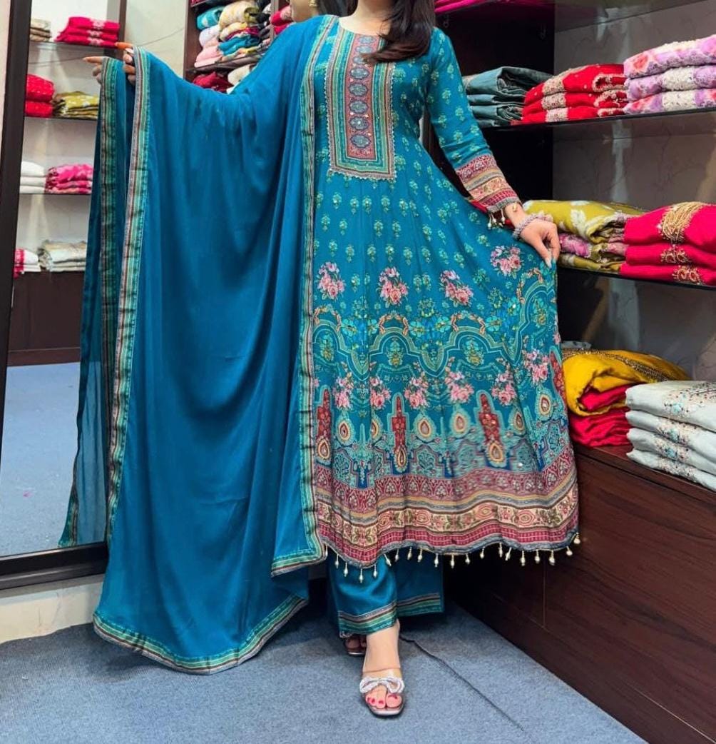 green emerald velvet dress Buy NEW KANISHKA BOUTIQUE Women's A-Line Cotton Rajasthani Paisley Print  Long Maxi Gown Dress main image 0