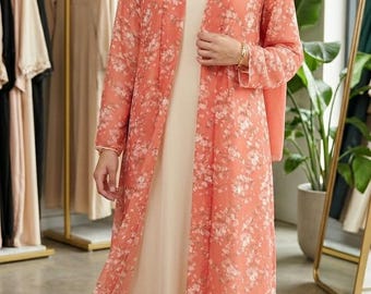 Elegante cappotto abaya in chiffon, versatile, modesto e perfetto come copricostume da spiaggia (lunghezze 50", 52", 54")
