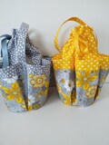 Bingo Bag Yellow Gray Floral Print Bingo Game