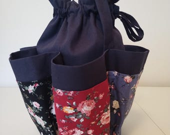 VINTAGE BINGO BAG Navy Blue Mixed Colors Floral Print