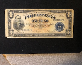 1943 年フィリピン日本政府 1 ペソ紙幣 - 第二次世界大戦占領下の