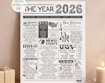 2026 Year in Review Fun Facts Newspaper, Time Capsule Idea, Digital Printable Download