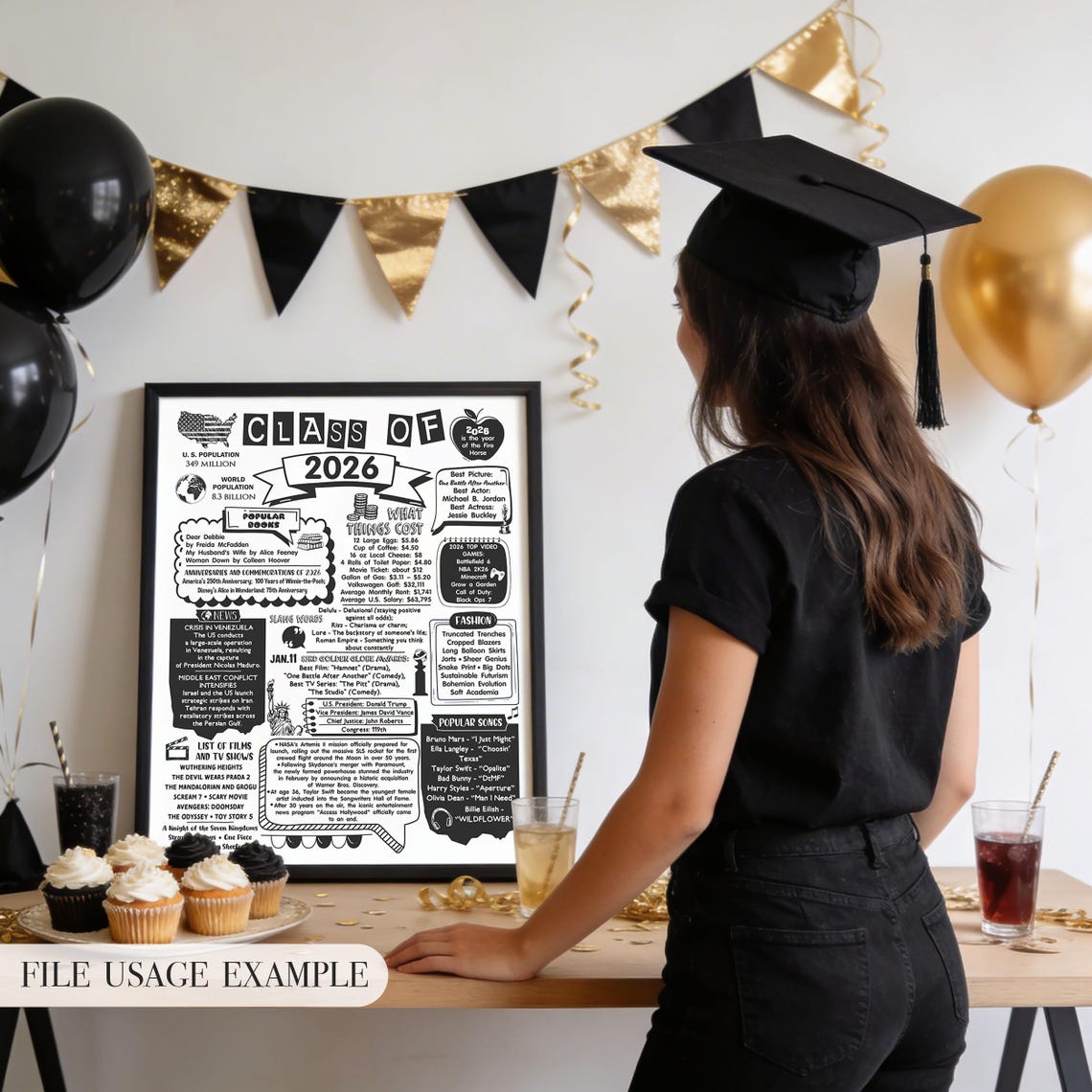 Gradutation Fatcs Class of 2026 Fun Facts Poster Graduation Decoration, Digital Printable ...