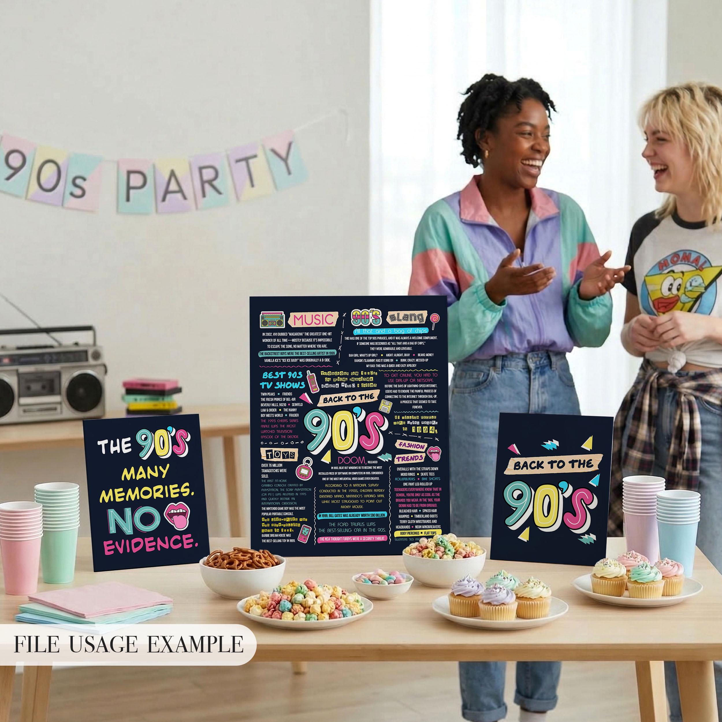 90s Theme Party Decoration Table Sign Set, Digital Printable Download ...