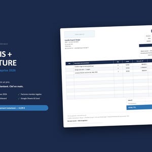 Template Devis Facture Google Sheets Excel | Micro-Entreprise Auto-Entrepreneur | Modèle Facturation 2026