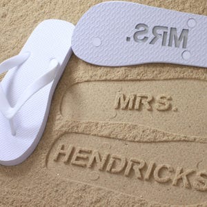 Bride Name Custom Flip Flops Personalized Wedding Bridal Name. Available in 140 color combinations image 1