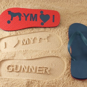 Dog Lover Flip Flops Personalized Sand Imprint Sandals. 100 breeds available with 140 color combinations image 2