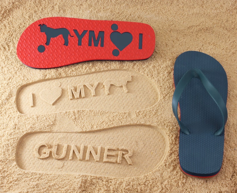 Dog Lover Flip Flops Personalized Sand Imprint Sandals. 100 breeds available with 140 color combinations image 2