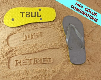 Just Retired Sand Imprint Flip Flops - Available in 140+ color combinations