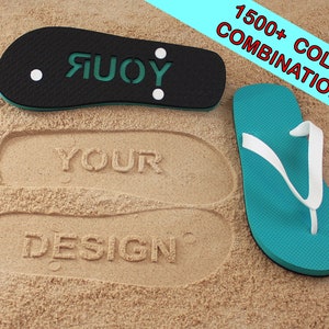 Design Your Own Multi-Color Sand Imprint Flip Flops Choose separate colors for the Strap, Top Sole and Bottom Sole image 1