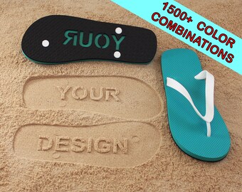 Design Your Own Multi-Color Sand Imprint Flip Flops - Choose separate colors for the Strap, Top Sole and Bottom Sole