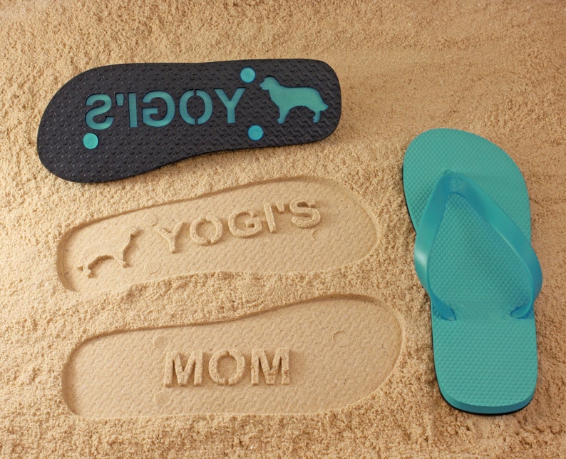 Dog Lover Flip Flops Personalized Sand Imprint Sandals. 100 breeds available with 140 color combinations image 3