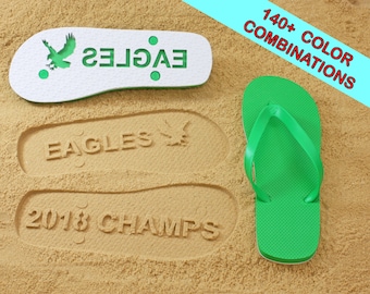 Custom Sports Team Sand Imprint Flip Flops - Available in 140+ color combinations