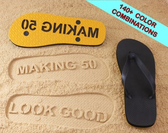 Personalized Milestone Birthday Flops, sand imprint -  Customize age or entire design. Available in 140+ color combinations