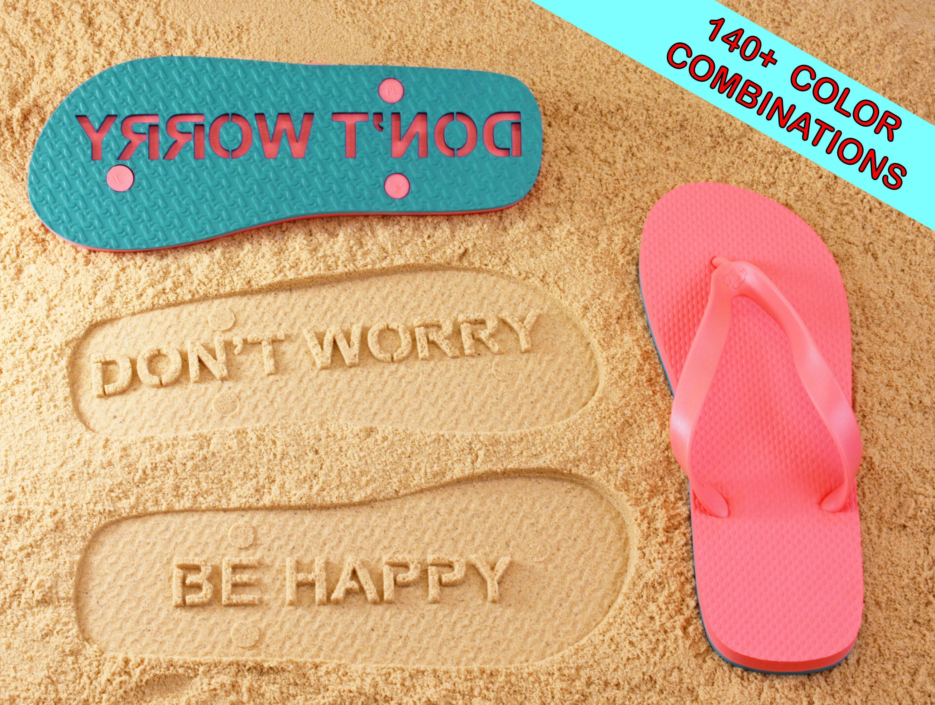 Don't Worry Be Happy Flip Flops Available In 140 Color ...