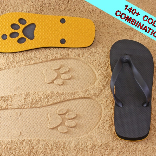 Paw Print Sand Imprint Sandals. Check Our Symbol Chart for Other Animal Tracks! - Available in 140+ color combinations