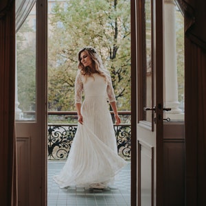 Wedding dress sleeves lace bridal dress