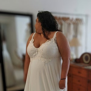 Boho Bride: Plus Size Wedding Dress, Flowy White Gown image 1