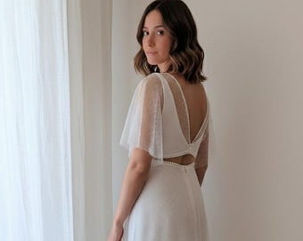 Boho Romantic Sleeve Wedding Dress, Two-Piece Bridal Set