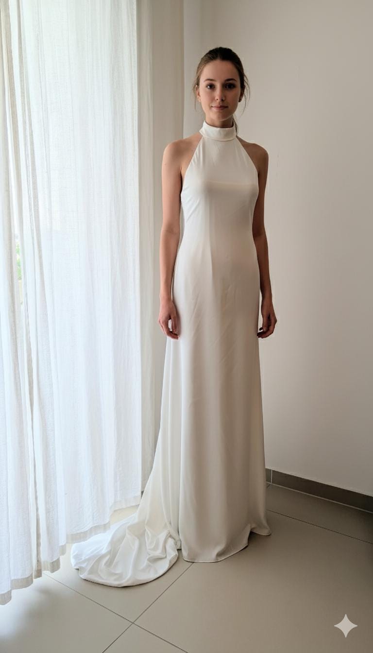 a line halter top wedding dress Helena  Custom-Made A-line Halter Neckline Wedding Dress